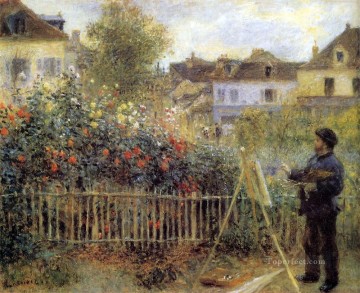  painting Oil Painting - Claude Monet Painting in his Garden at Arenteuil master Pierre Auguste Renoir
